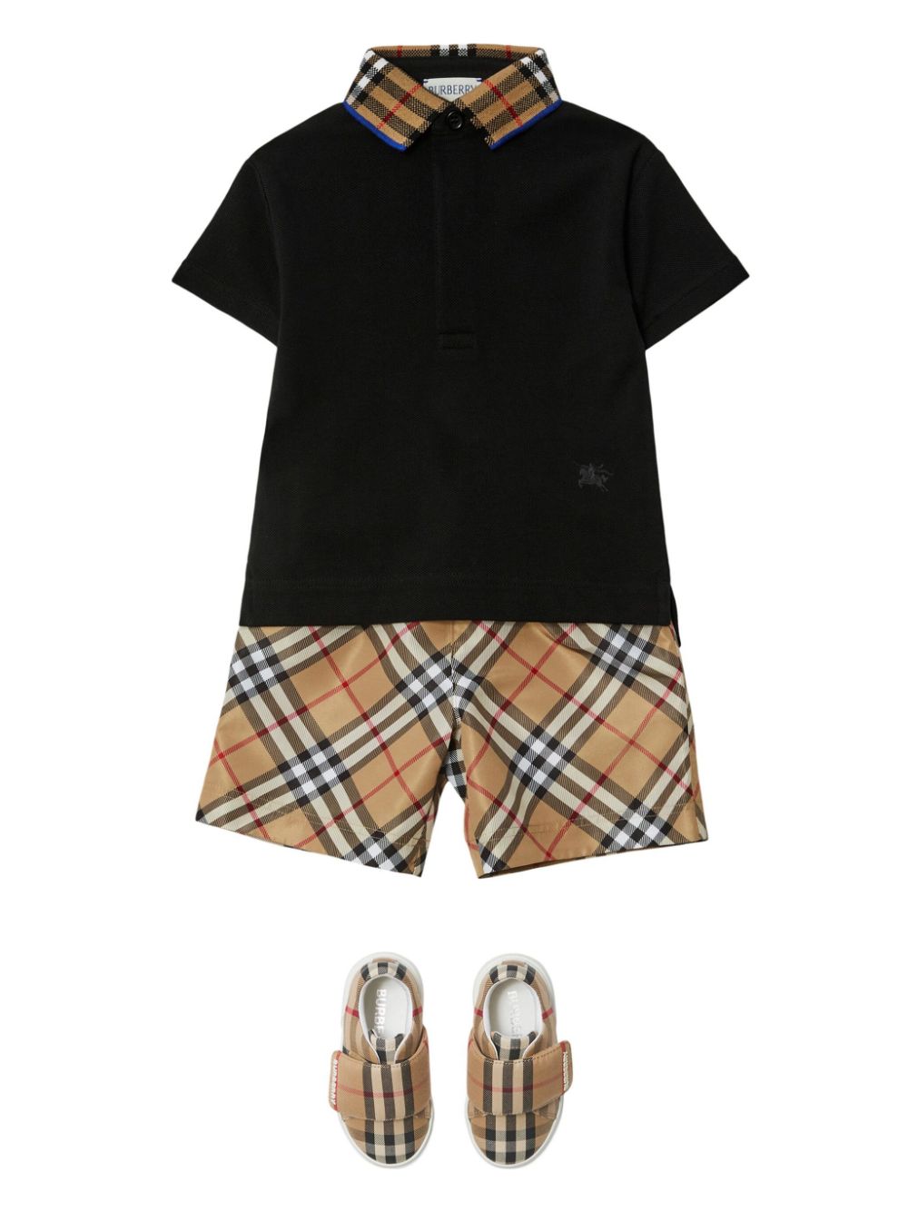 Shop Burberry Contrast-collar Cotton Polo Shirt In Schwarz