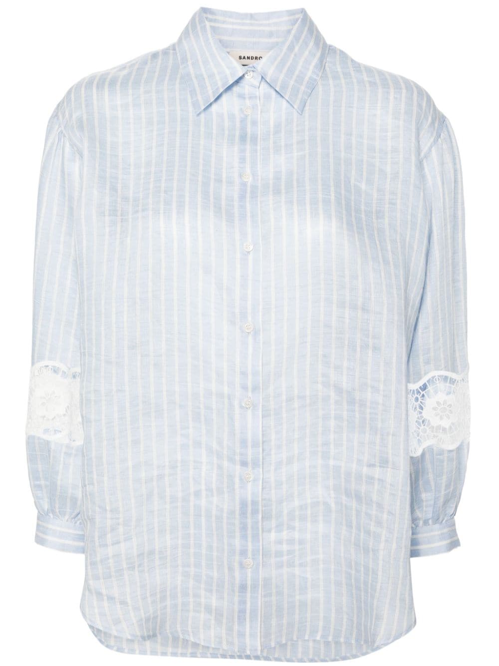 pinstriped linen-blend shirt