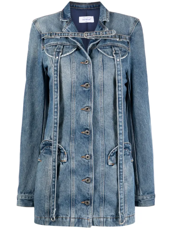 Off-White Long-sleeve Denim Minidress in Blue