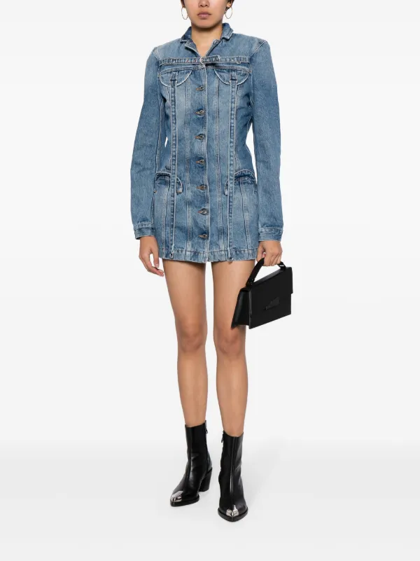 off white denim dress Off-White long-sleeve Minidress | Blue Color:Game Royal/white CAT-Dresses Sunny Daisy Baby Dress Midi dress and back waist tie