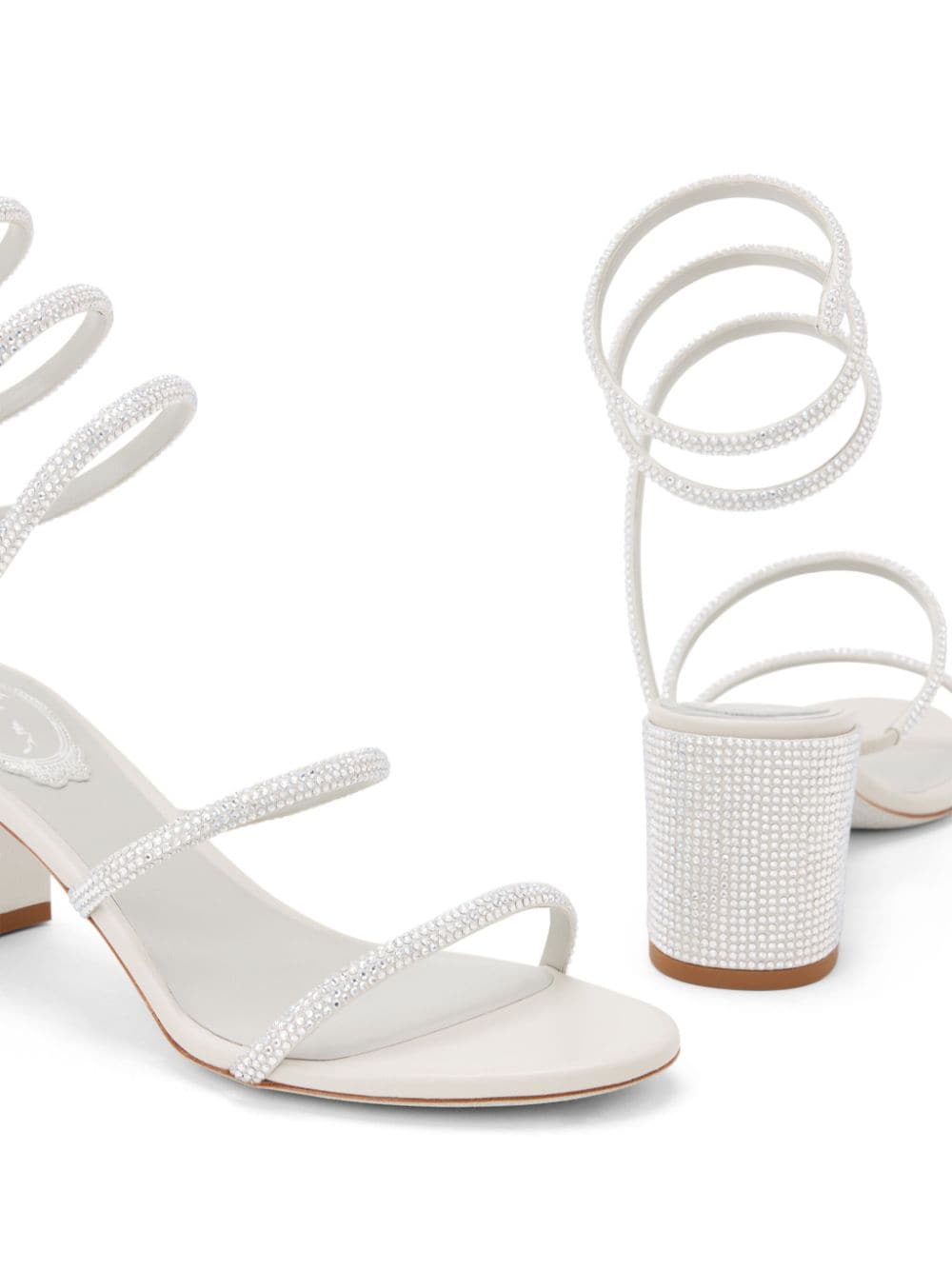 Shop René Caovilla Cleo 60mm Leather Sandals In White