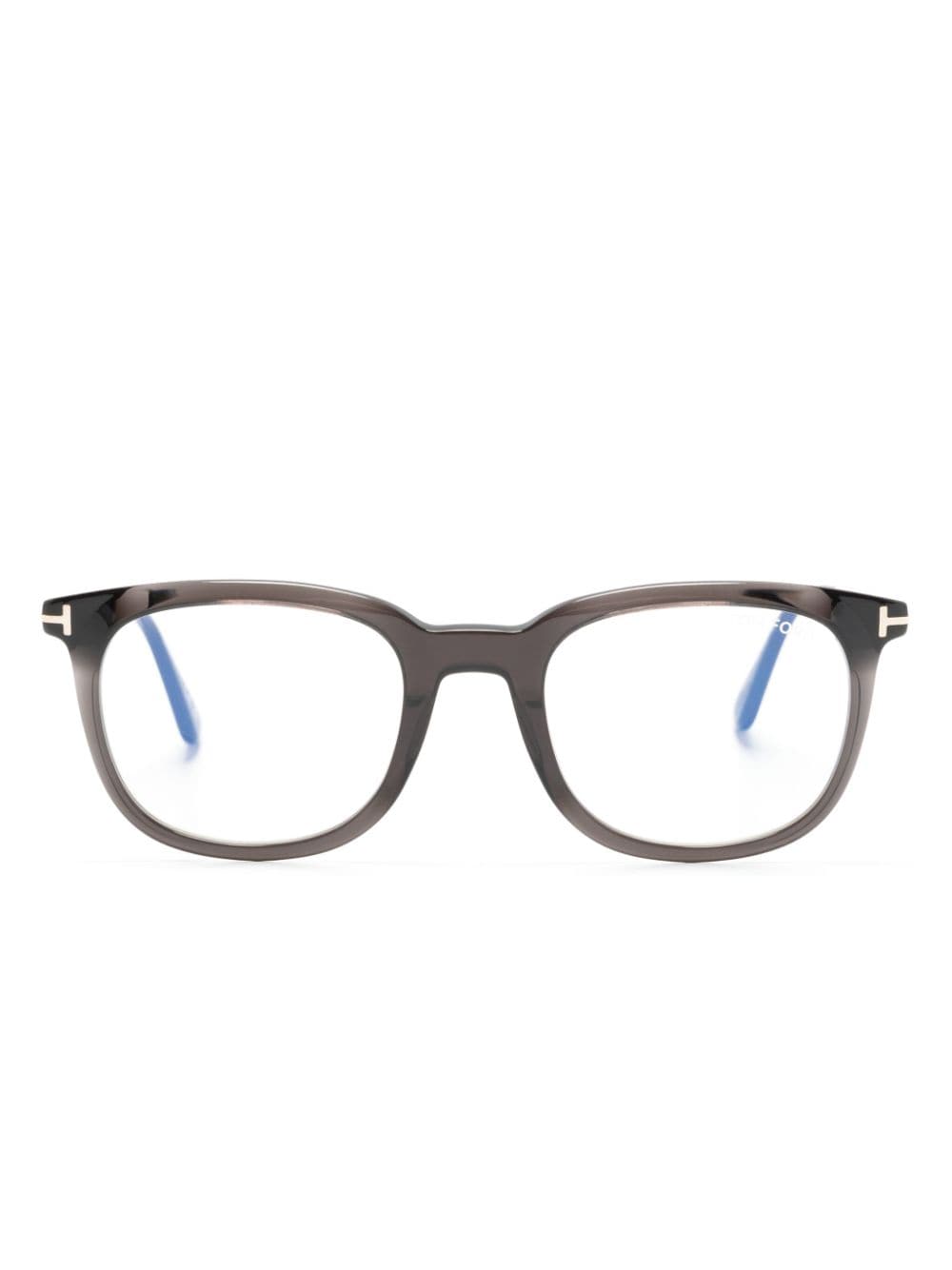 TOM FORD Eyewear logo-plaque round-frame glasses - Nero