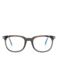 TOM FORD Eyewear logo-plaque round-frame glasses - Black