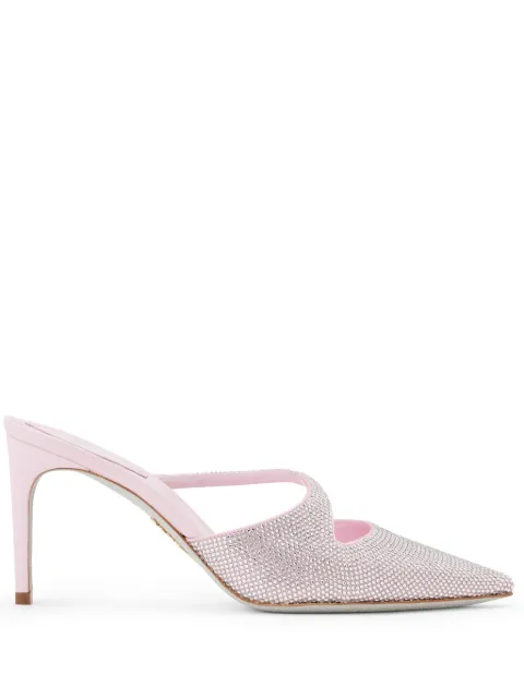 René Caovilla mules satinados con detalles de cristal