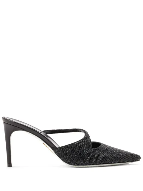 René Caovilla mules satinados con detalles de cristal