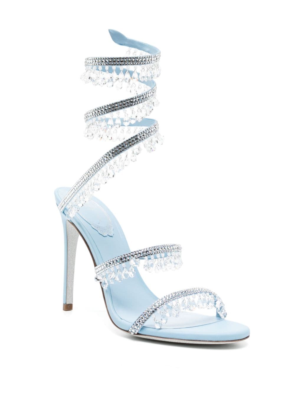 Shop René Caovilla Chandelier 105mm Crystal-embellished Sandals In 蓝色