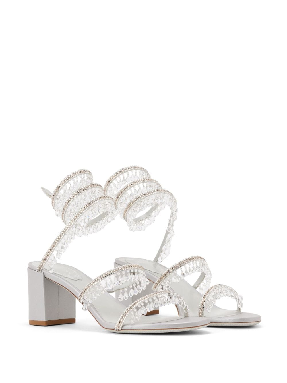 René Caovilla Chandelier 60mm satin sandals - Beige