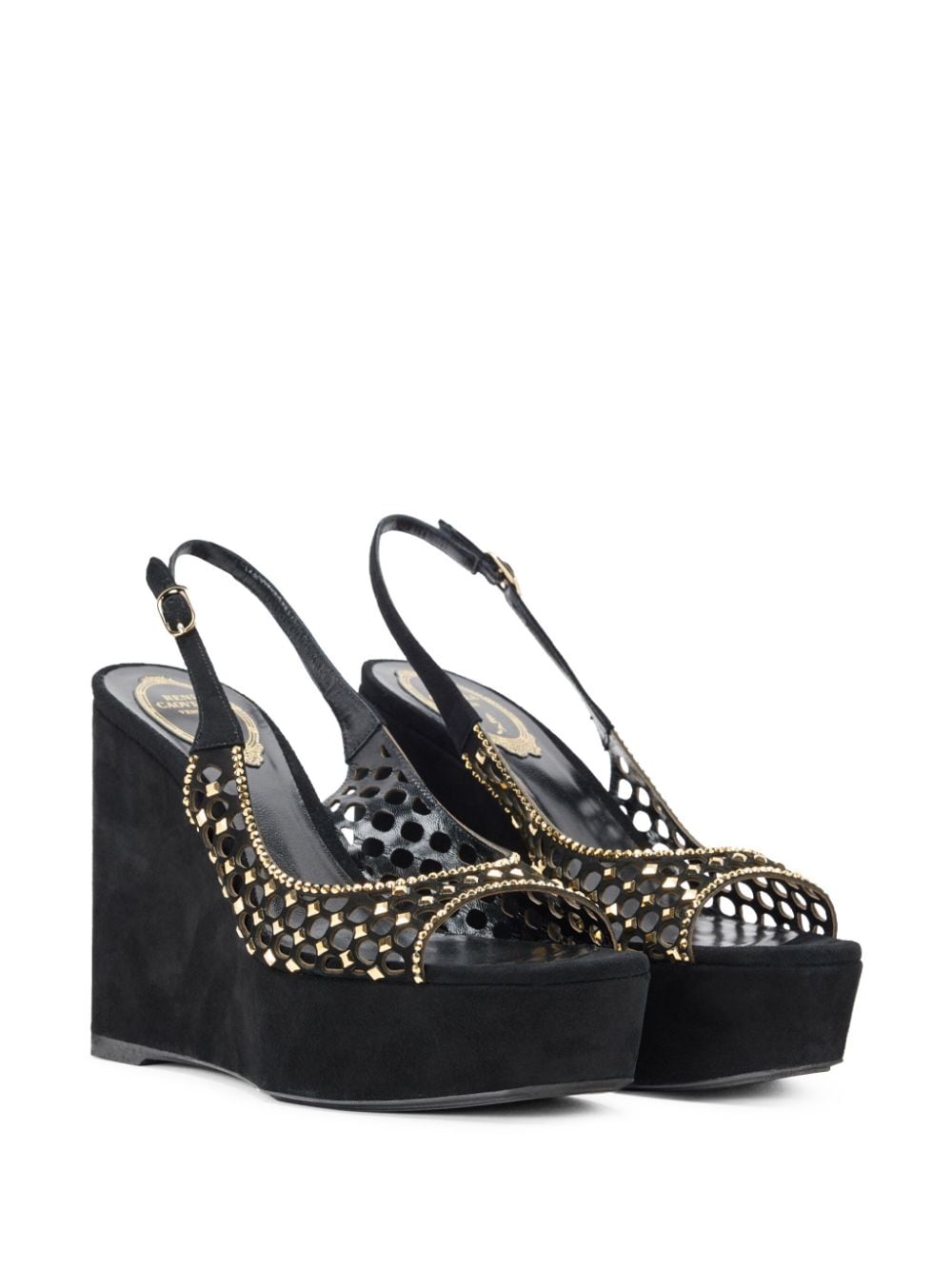 Shop René Caovilla 125mm Crystal-embellished Sandals In Black