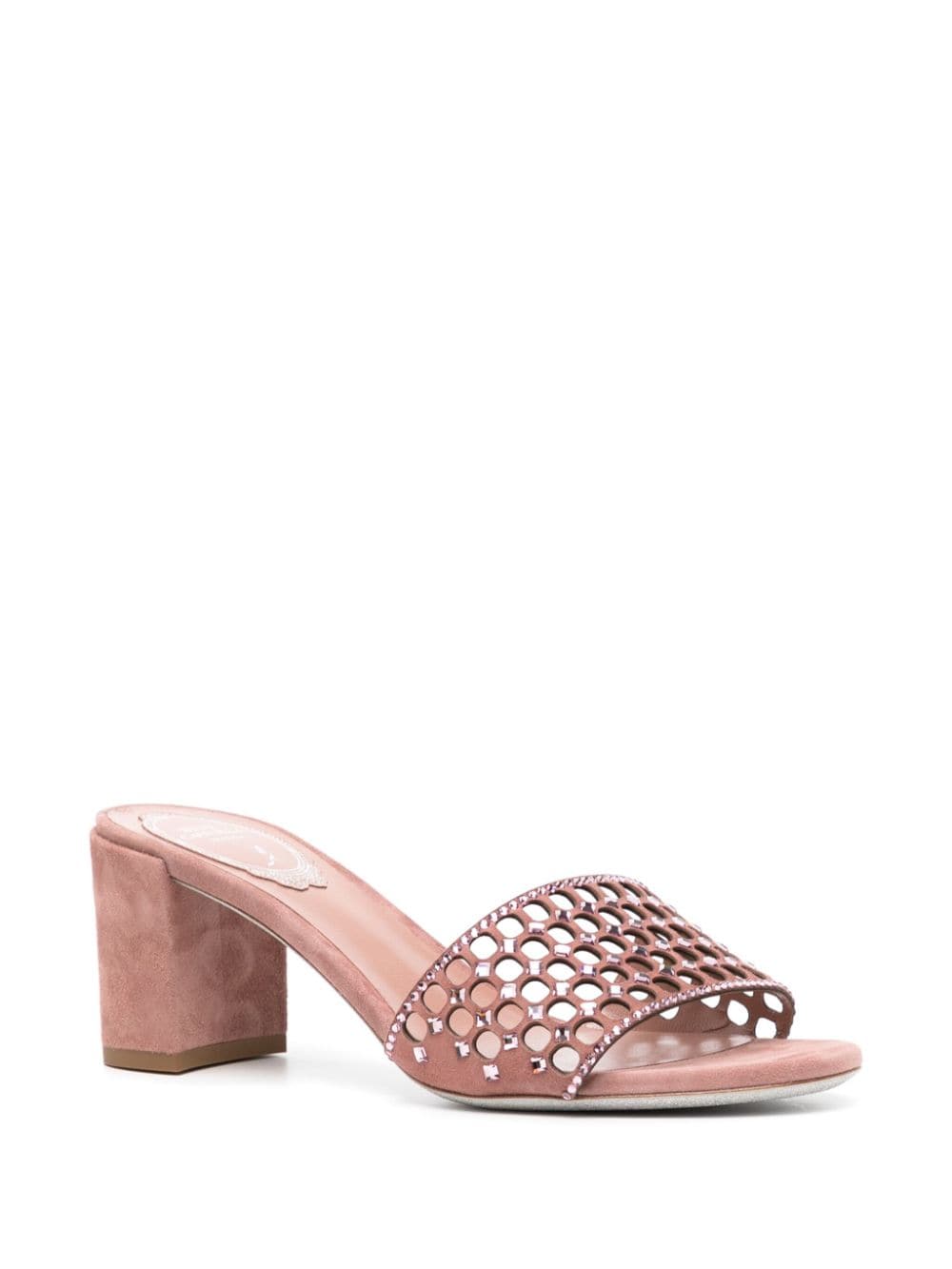 Shop René Caovilla Ginger 60mm Suede Mules In Pink