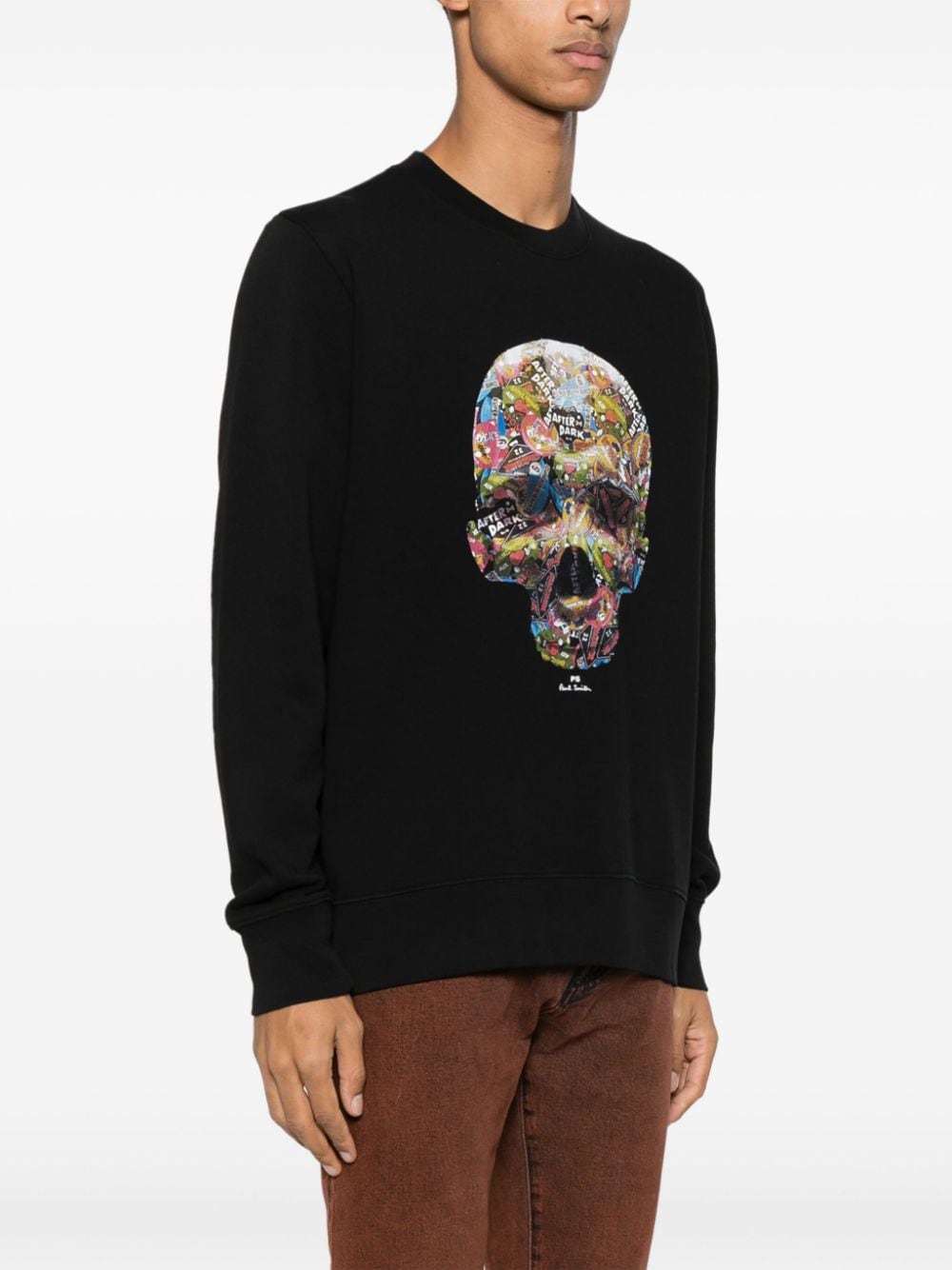 Shop Ps By Paul Smith Skull Sticker Cotton Sweatshirt In Black