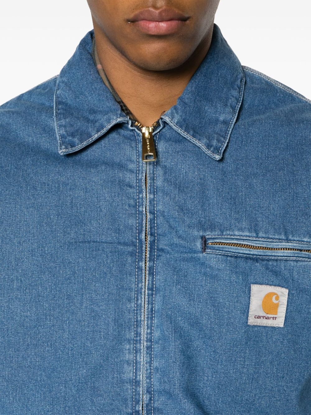 Shop Carhartt Og Detroit Logo-patch Denim Jacket In Blue