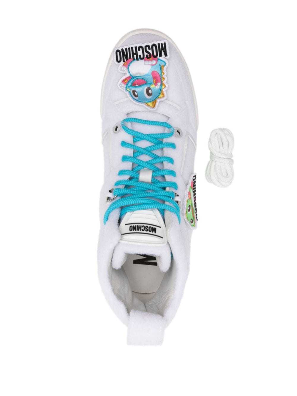 Shop Moschino Touch-appliqué High-top Sneakers In White