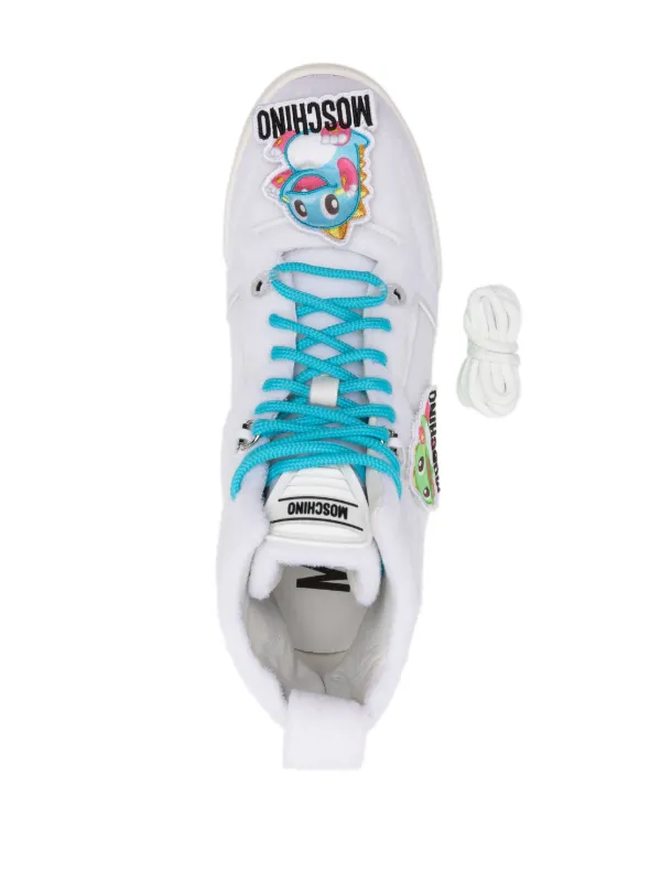 Moschino touch-appliqué high-top Sneakers | White | FARFETCH
