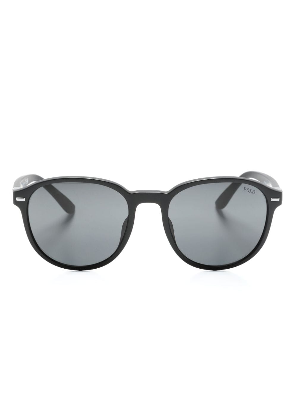 Polo Ralph Lauren Round-frame Logo-engraved Sunglasses In Schwarz