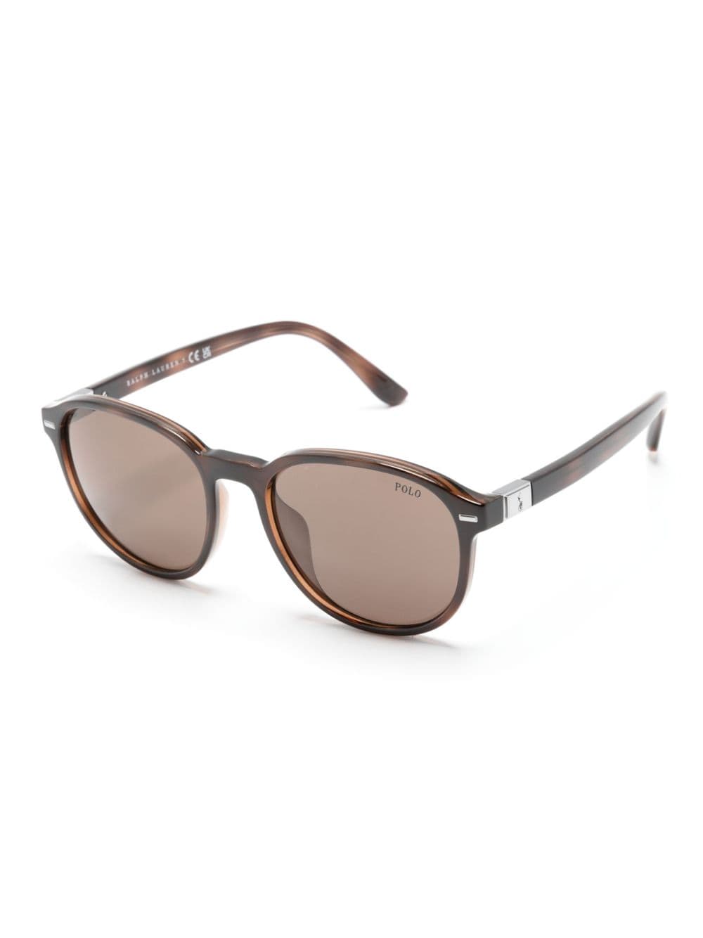 Shop Polo Ralph Lauren Round-frame Transparent Sunglasses In Brown