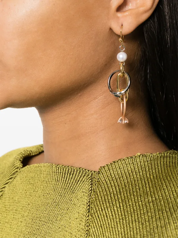 Marni embellished-ring Pearl Earrings | Gold | FARFETCH PT