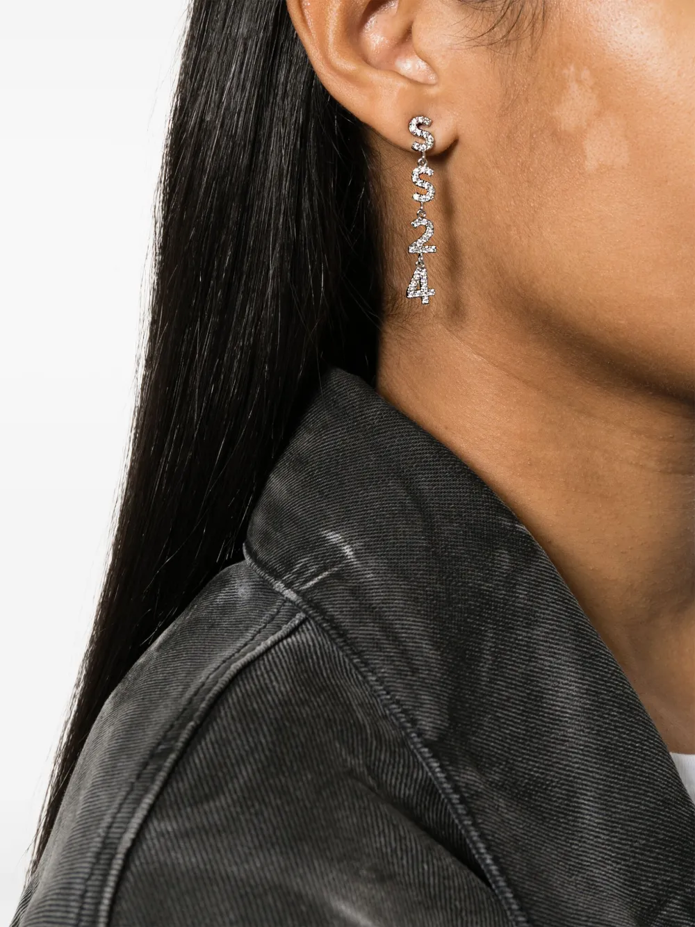 Shop Mm6 Maison Margiela Logo-charm Drop Earrings In Silver