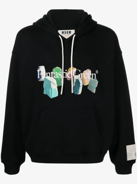 MSGM slogan-print organic-cotton hoodie