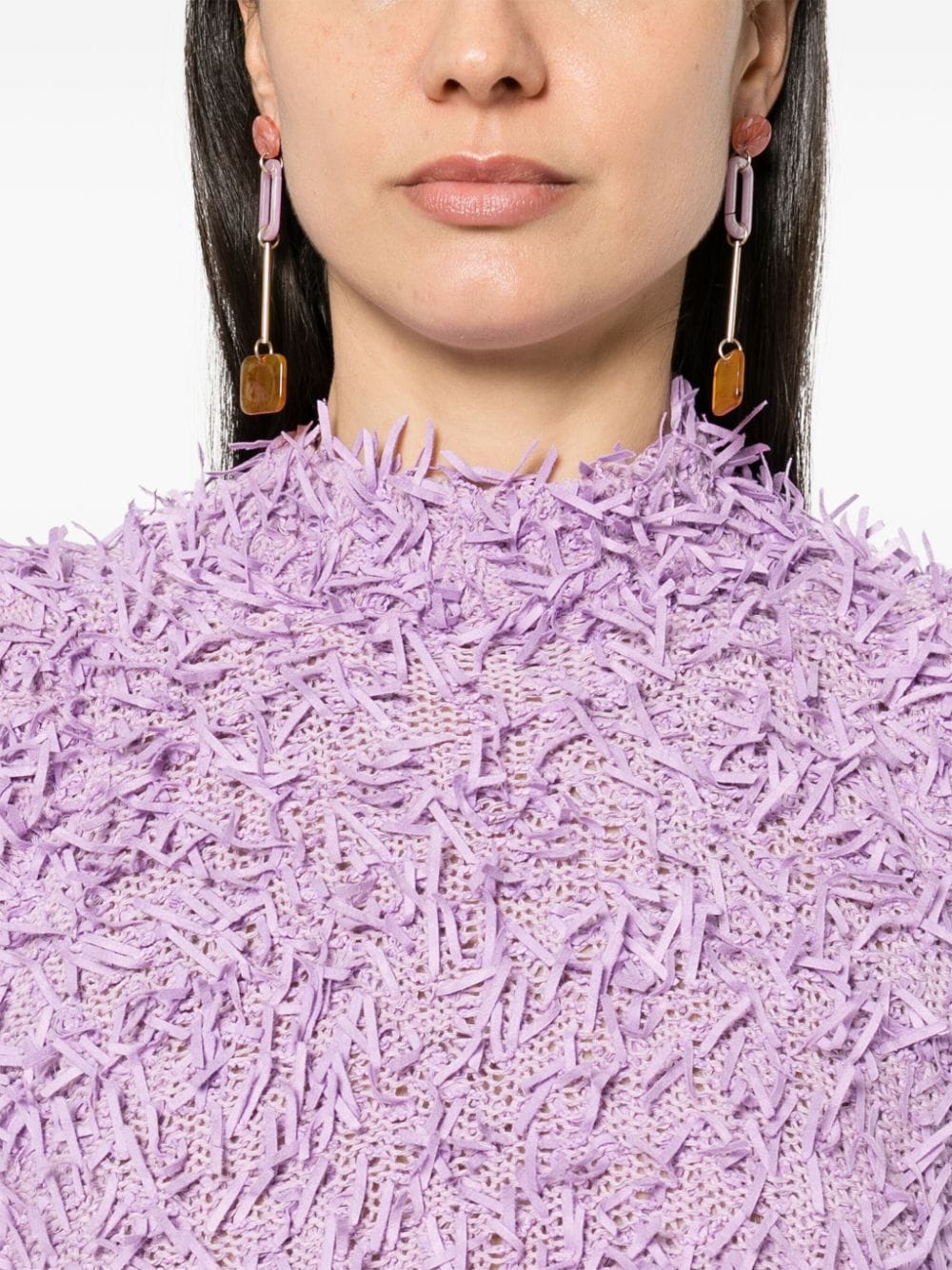 Shop Msgm Textured-finish Knitted Top In Purple