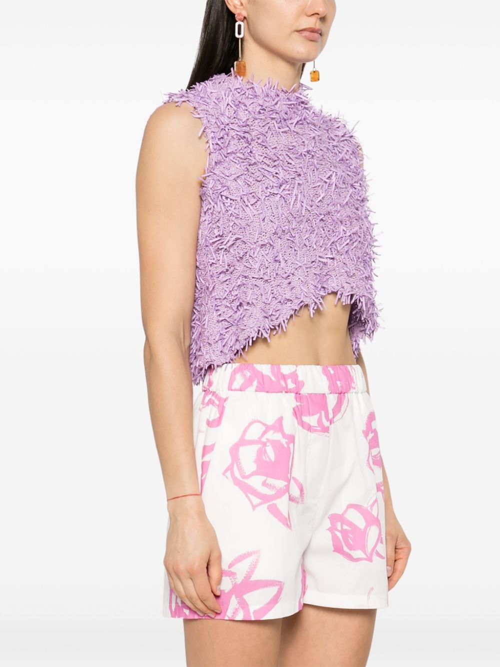 Shop Msgm Textured-finish Knitted Top In Purple