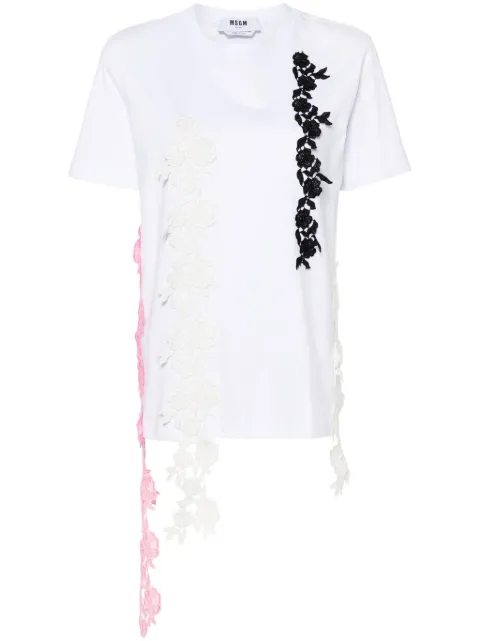 MSGM lace-appliqué cotton T-shirt