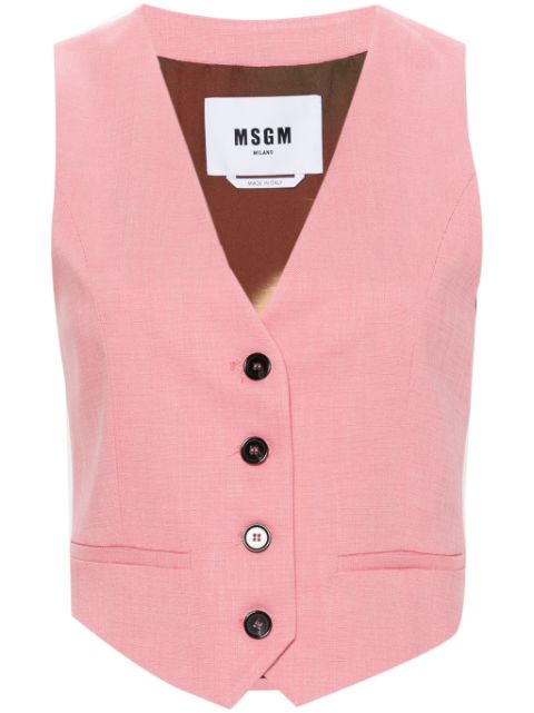 MSGM cropped textured waistcoat