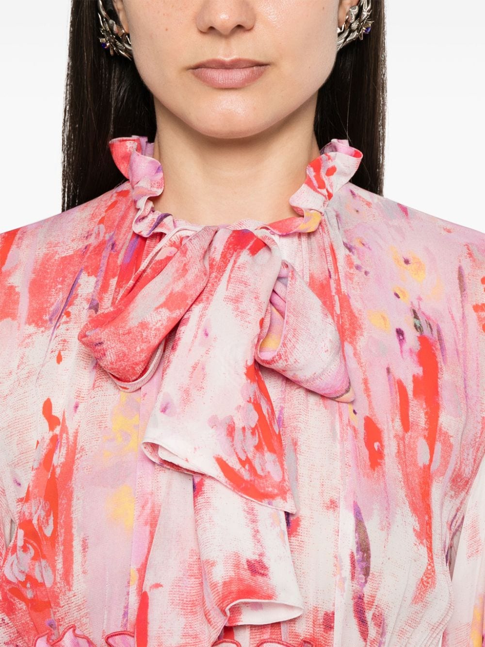 Shop Msgm Abstract-print Dress In Rosa