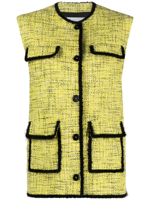 MSGM contrasting-trim tweed waistcoat