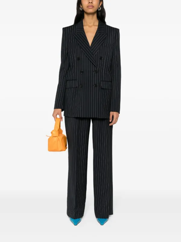 MSGM ハイウエストストレトレックトラウサ 3541MDP13237605 99 MSGM ハイウエスト ストレートパンツ | ブルー | FARFETCH JP