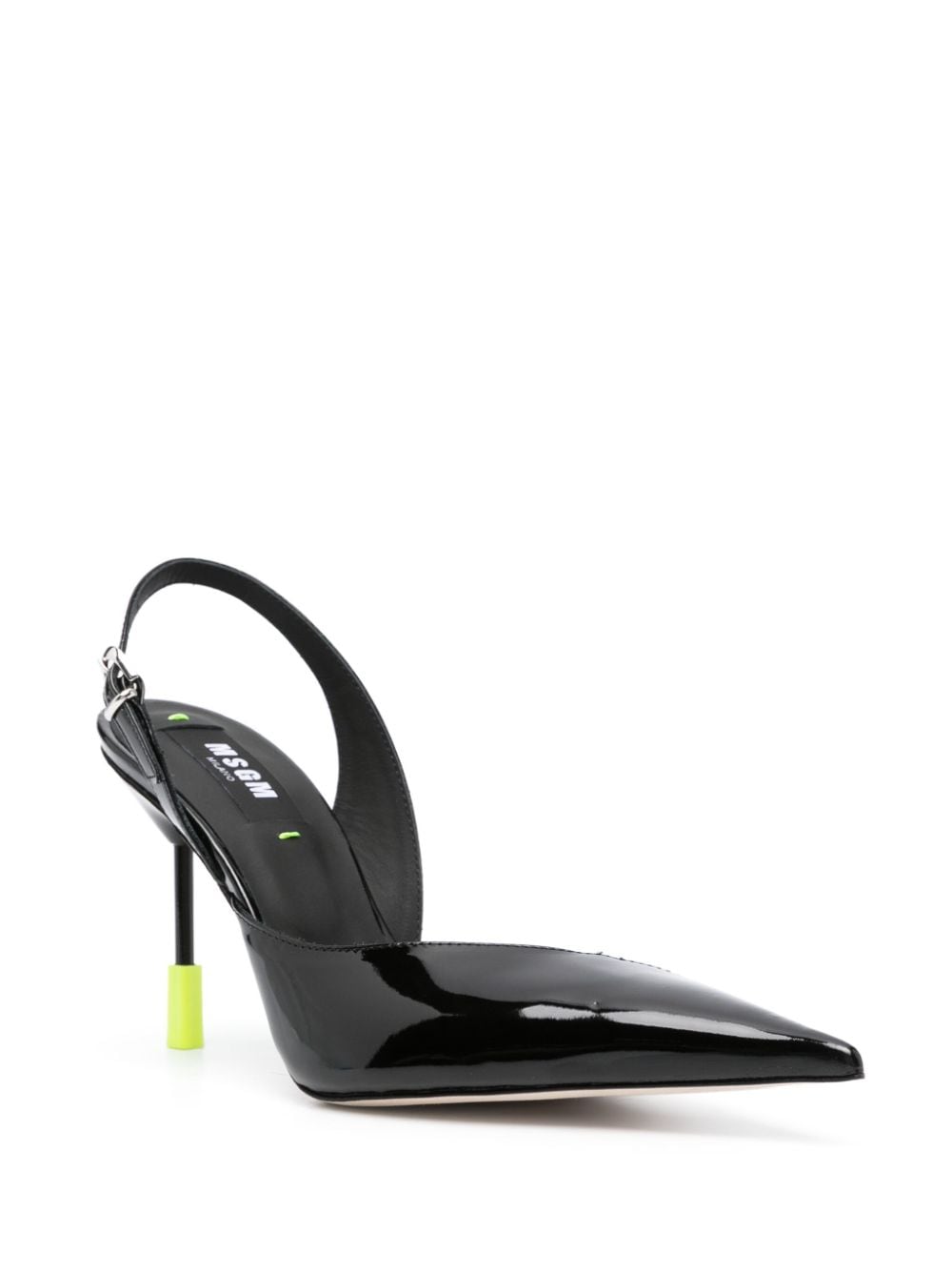 Shop Msgm Heel-appliqué 95mm Leather Slingback Pumps In Black