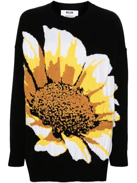 MSGM floral-intarsia-knit jumper