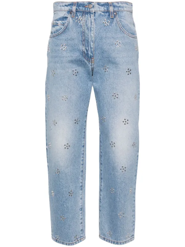 Embellished cropped jeans top