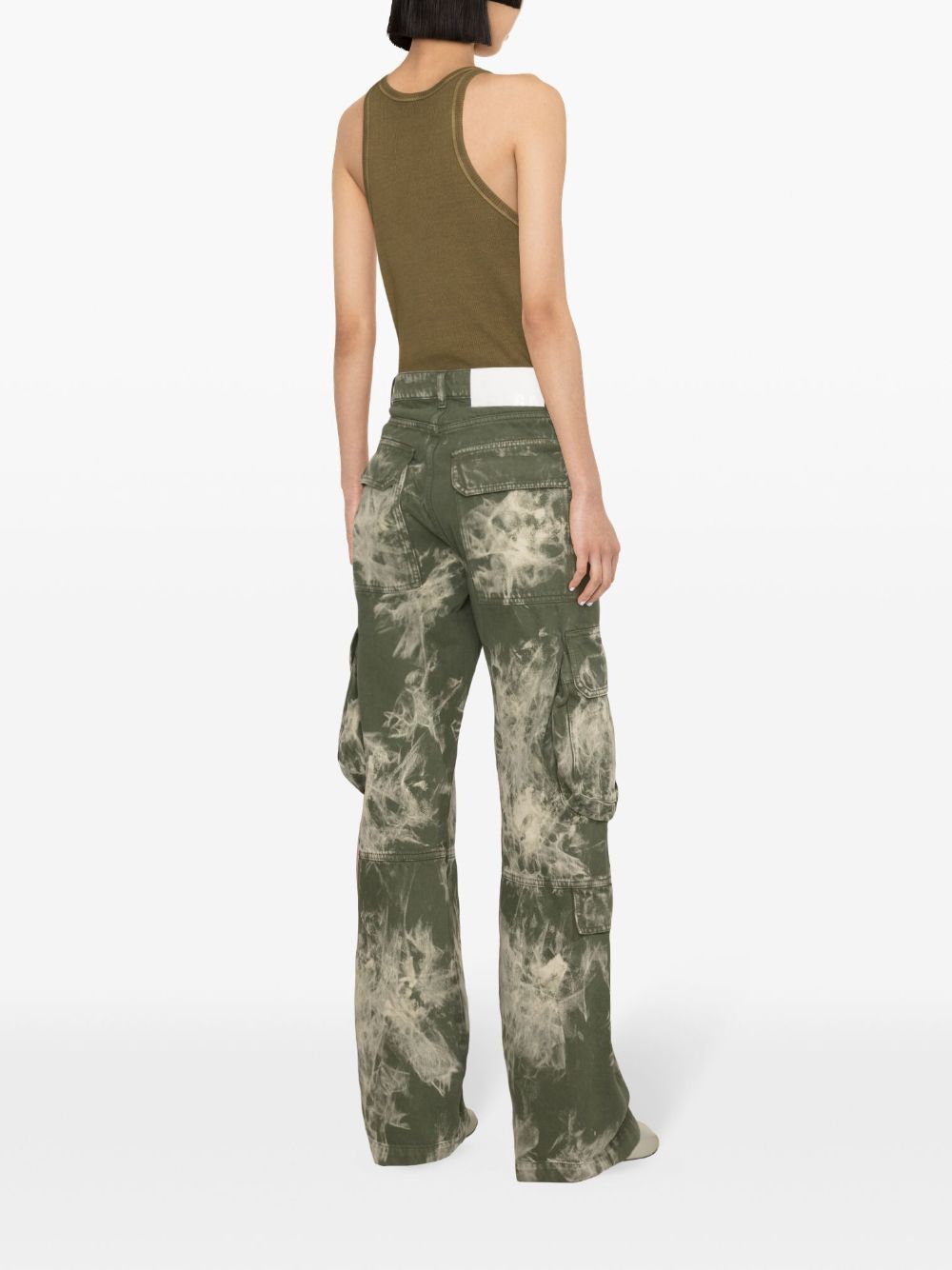 Shop Msgm Tie-dye Patterned Cargo Trousers In 绿色
