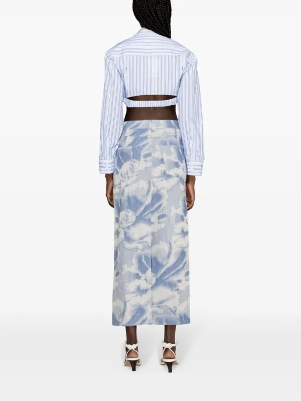 MSGM pattern-jacquard Denim Maxi Skirt - Farfetch