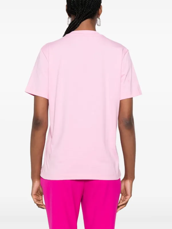 MSGM logo-embroidered Cotton T-shirt | Pink | FARFETCH