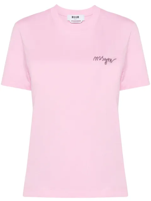 MSGM logo-embroidered cotton T-shirt