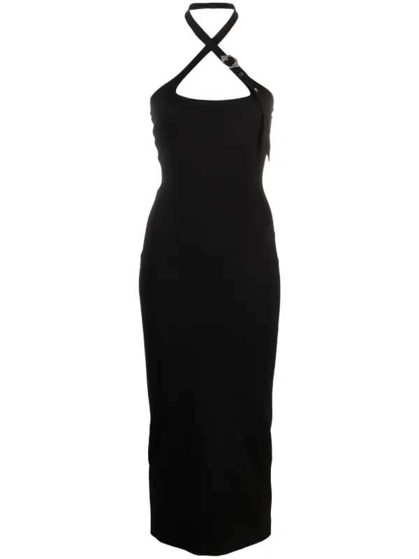 sachin and babi light blue dress Buttermilk Tailored Buckle Detail Halter neck Midi Dress main image 1