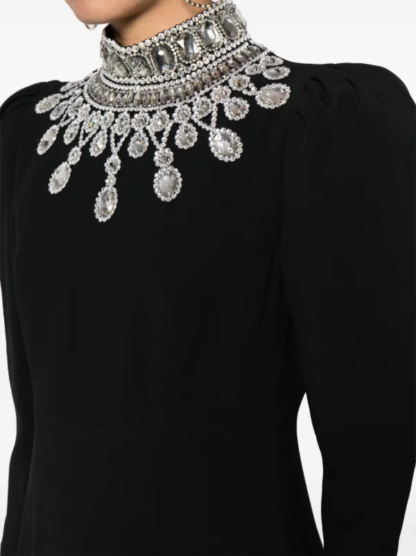 Andrew Gn crystal-embellished puff-sleeves Dress | Black | FARFETCH JO Andrew Gn crystal-embellished puff-sleeves Dress | Black | FARFETCH JO