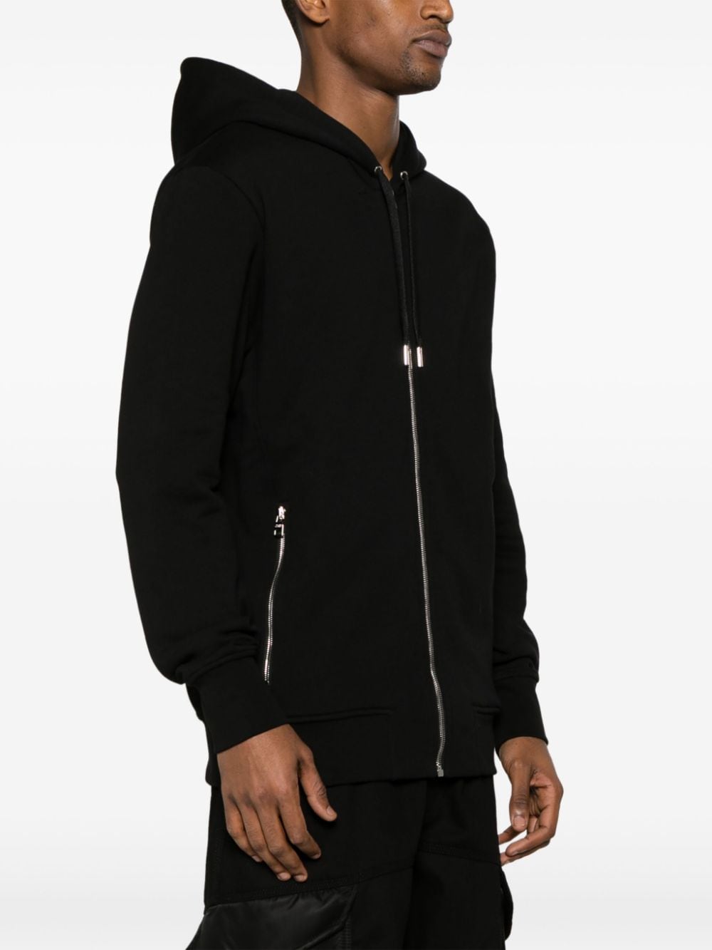 Shop Alexander Mcqueen Seal-embroidered Zip-up Cotton Hoodie In Black