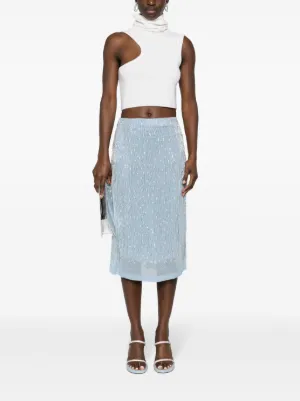 スカート PAROSH Women Mid Skirts D620997PL 001 WHITE P.A.R.O.S.H. White midi skirt with sequins | TheDoubleF