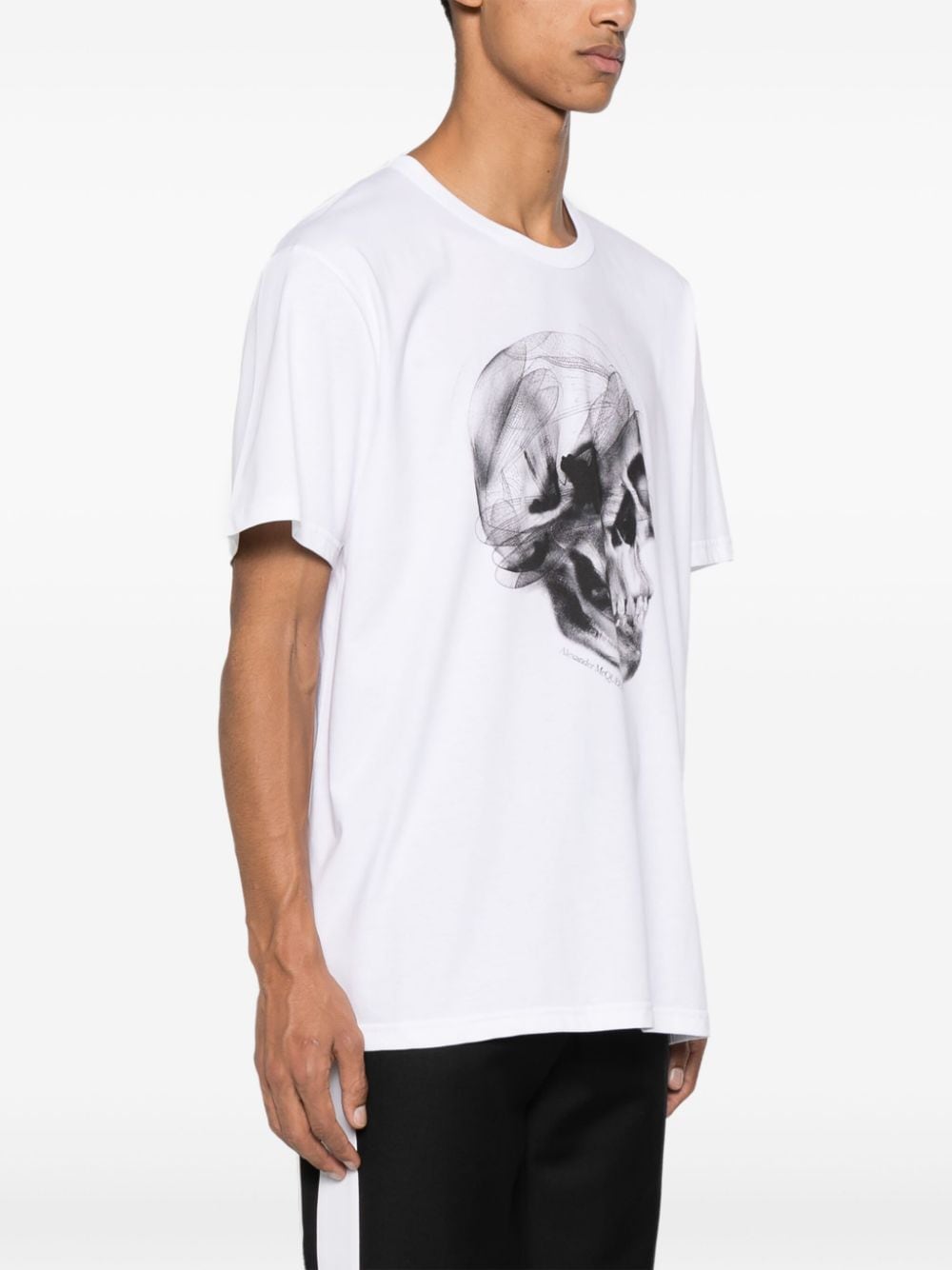 Shop Alexander Mcqueen Skull-print Cotton T-shirt In White