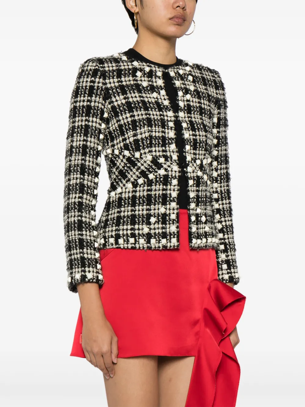 Pre-owned Chanel 2003 Tweed Single-breasted Jacket In Black