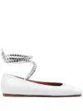 Amina Muaddi Anne lace-up leather ballerinas - White