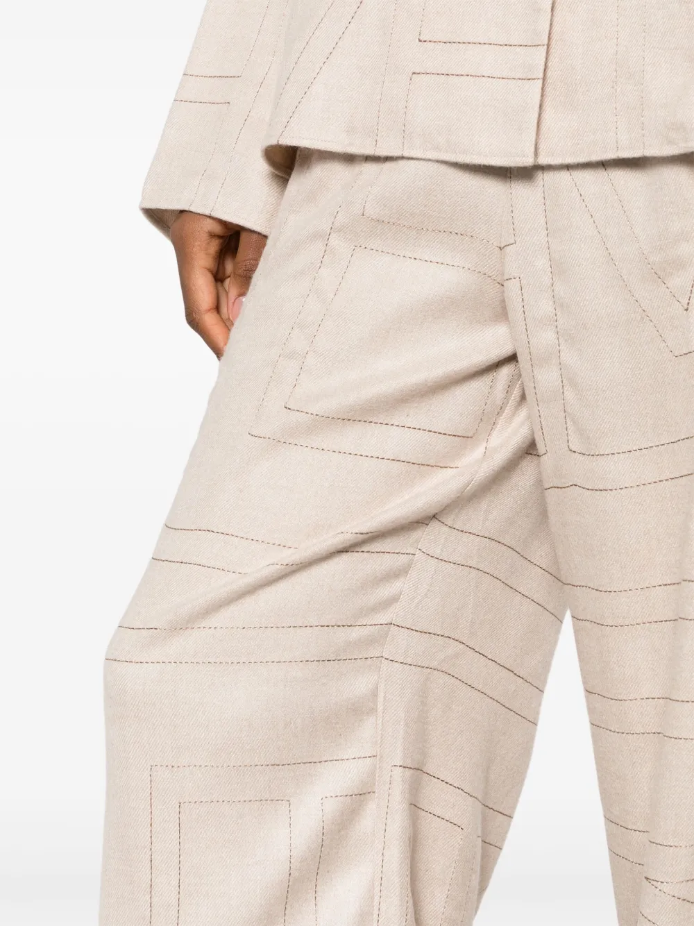 Shop Totême Monogram Flannel Pajama Bottoms In Neutrals