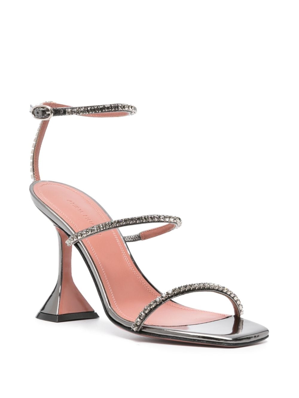 Shop Amina Muaddi Gilda Mirror 95mm Sandals In Silver