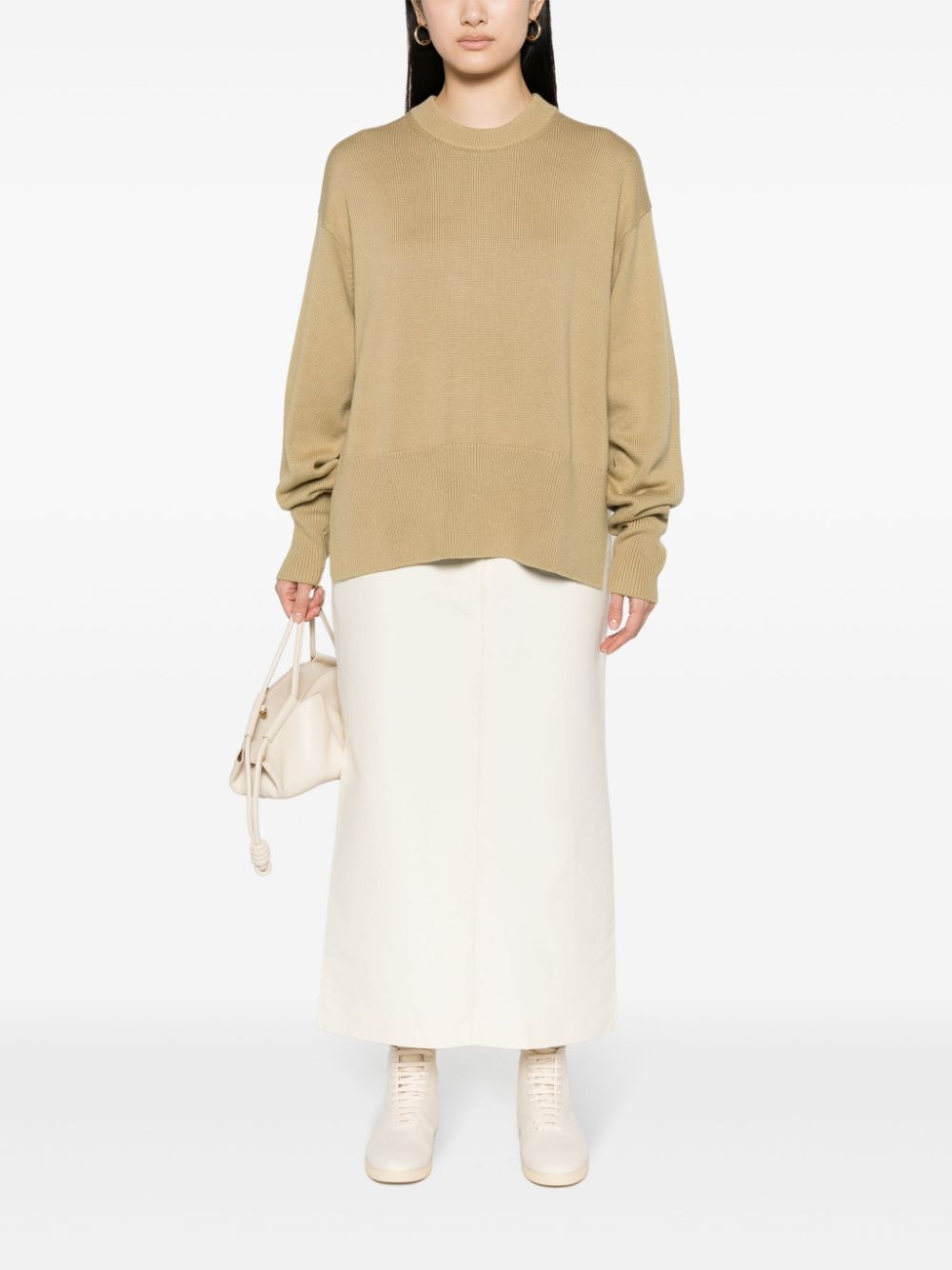 Studio Nicholson Shiso asymmetric-hem wool blend jumper - Beige