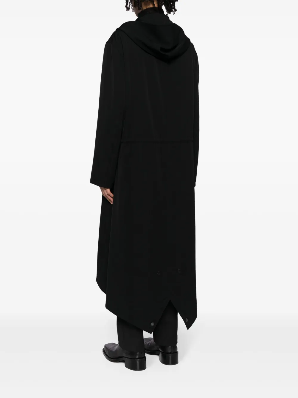 Yohji Yamamoto Wollen trenchcoat met gekerfde revers Zwart