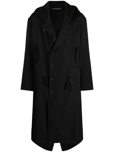 Yohji Yamamoto notched-lapels wool trench coat 
