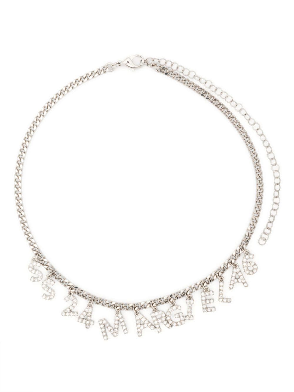 Mm6 Maison Margiela Logo-charm Chain-link Necklace In Silver