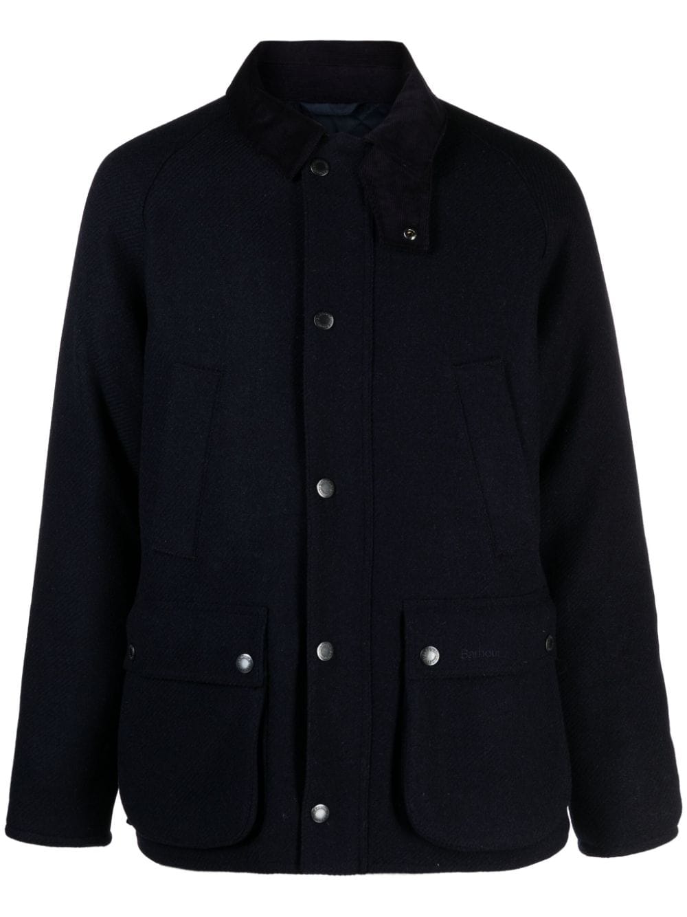 Barbour Corduroy-collar Brushed Wool Jacket In Blue